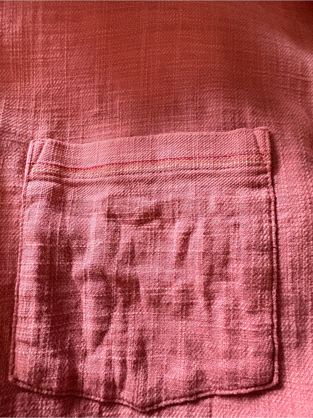 Marine Layer Stretch Selvage Button Up Mens Size Marge Rose Red Long Sleeve - Picture 7 of 7